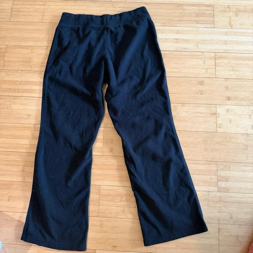 Womens size L Black wide leg fleece pants with drawstring waist - Picture 2 of 4